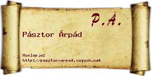 Pásztor Árpád névjegykártya